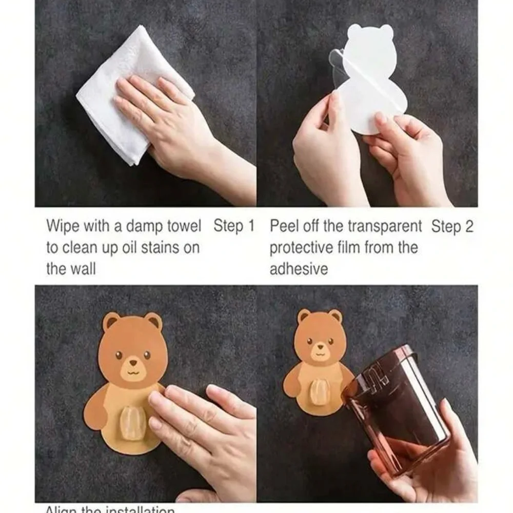 Love Bear Shaped Toothbrush Holder With Drain